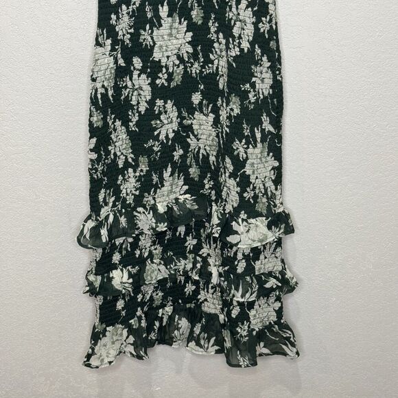 Abercrombie & Fitch Dress Womens Small Green Floral Smocked Ruffle Midi Sundress - Picture 8 of 10